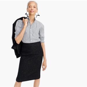 J. CREW No 2 Pencil Skirt in Tinsel Tweed Wool Black Lurex w/ Gold K3053